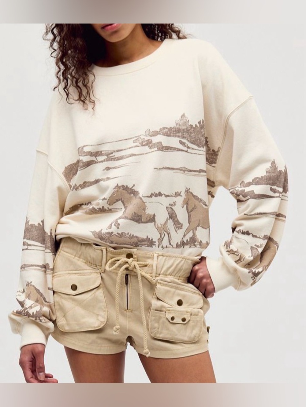Free People x Daydream Running Horses Crewneck